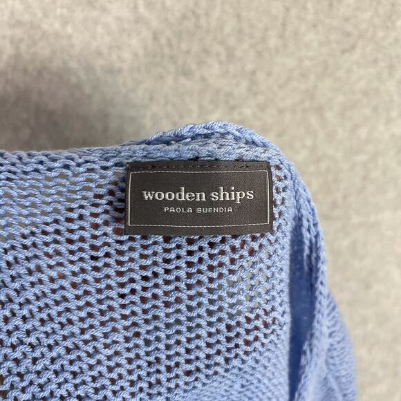 Wooden Ships Blue Star V Neck Long Sleeve Knit Sweater Size M/L - Picture 8 of 9